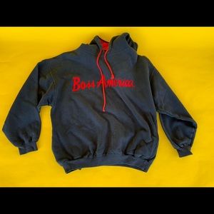 Vtg Hugo Boss America Pullover Hoodie